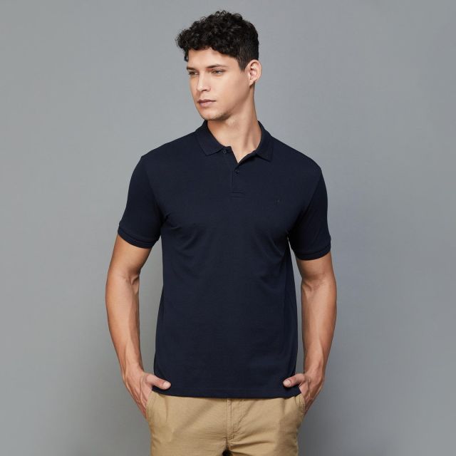 Men Solid Regular Fit Polo T-shirt