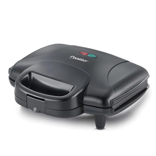 Prestige 800W Grill Sandwich Maker (PGMFD 01)| Black | Heat Resistant Bakelite Body |Non-Stick Coating | Power Indicators | Oil Free Toasting